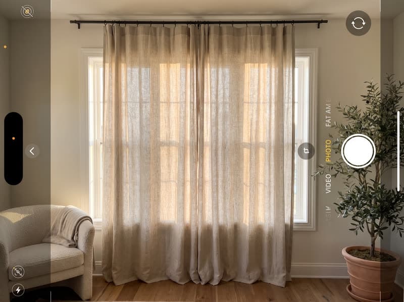 Curtains and drapery on a living room window in a modern farmhouse in Milton